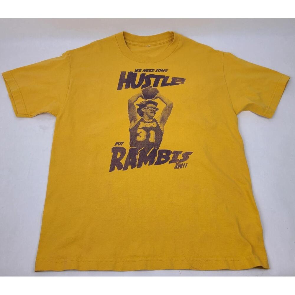 Kurt Rambis Los Angeles Lakers T Shirt Graphic Tee Yellow No Size Tag